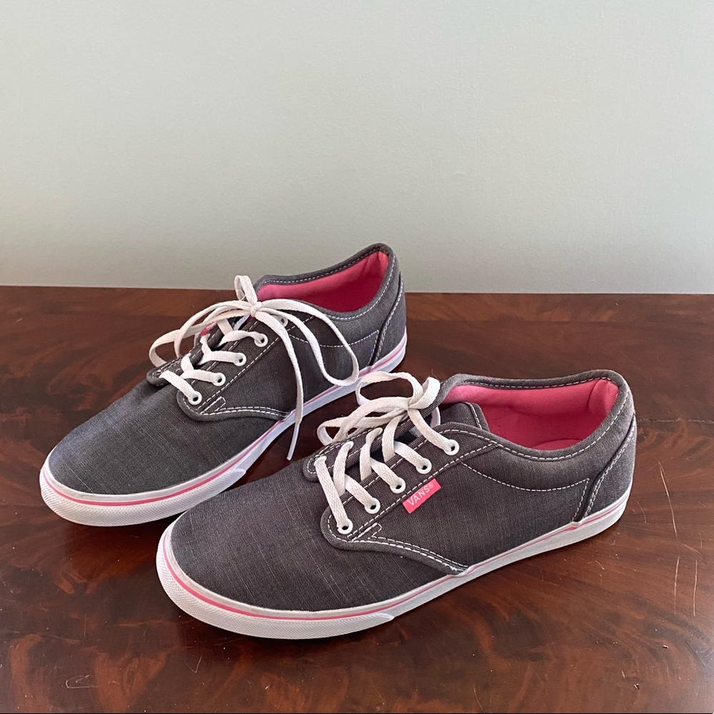 Vans Women's Gray Lace Ups with Pink Insole, Trim and Sole Size 8.5